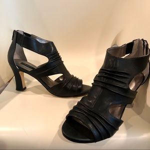 Array Sizzle Back-Zip Pleated Leather Sandals 7W
